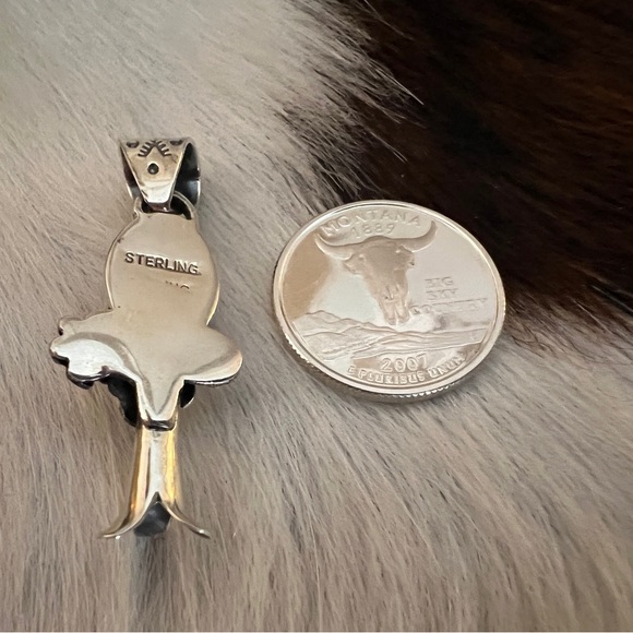 ❤️ Queen Pink Conch Navajo Style 925 Squash Blossom Pendant 1.71”L - 8mm Bail - Picture 10 of 13